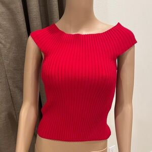 Kate Spade Red Ribbed Crop Top